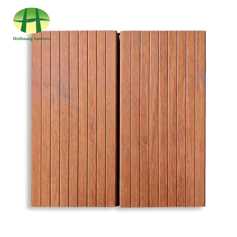 Interlocking BPC Strand-woven Bamboo Composite Deck Tiles With Plastic Base For Outdoor Patio