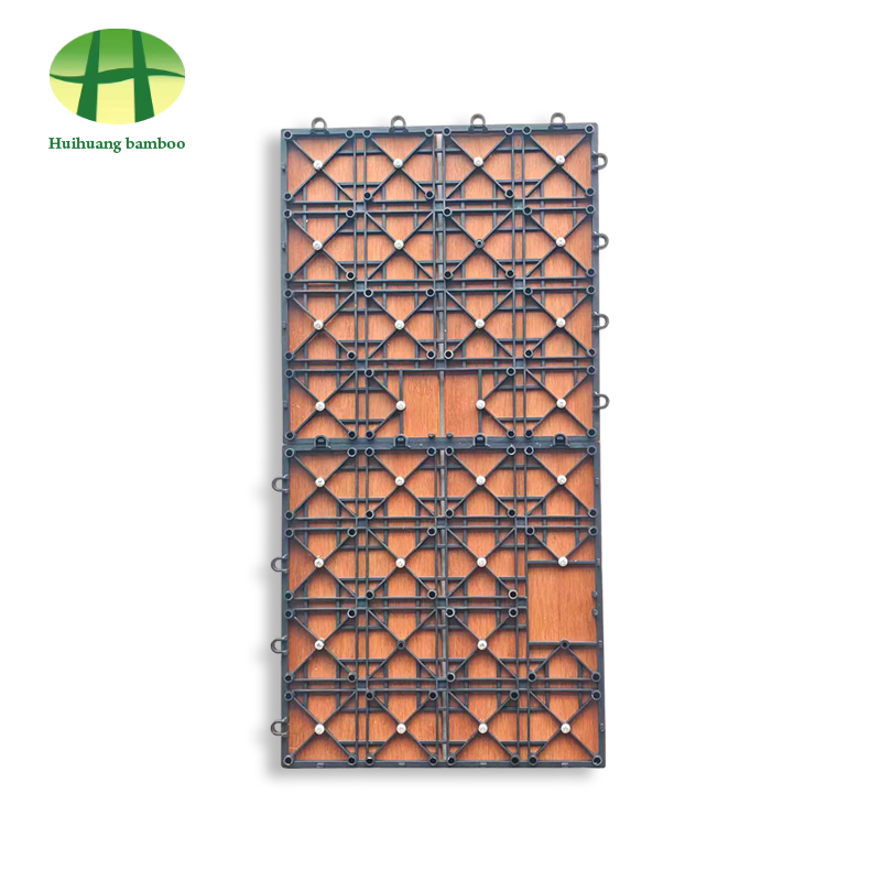 Outdoor Interlocking BPC Strand-woven Bamboo Composite Flooring Tiles For Patio Garden