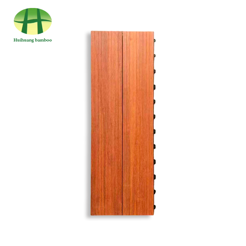 Long Plank Interlocking BPC Strand-woven Bamboo Composite Deck Tiles With Plastic Base