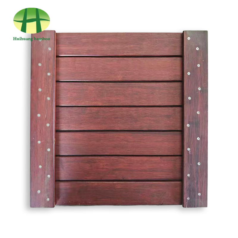 Solid Strand Woven Bamboo Composite Deck Tile With Screw-Fixed Base