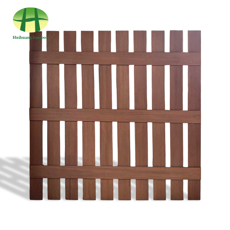 Outdoor Strand-woven Bamboo Alternating Slat Composite Fence Board Panel For Garden Backyard Privacy Screen