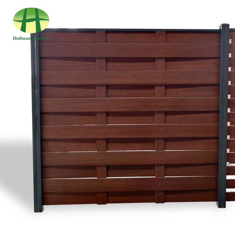 Outdoor Strand-woven Bamboo Shadowbox Composite Fence Board Panel For Outdoor Backyard Privacy